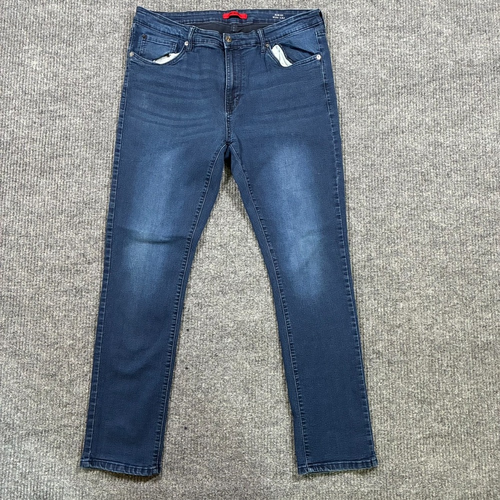 MBX Mens Jeans Size 36x32 Blue Denim Straight Slim Fit Cotton Stretch Mid Rise